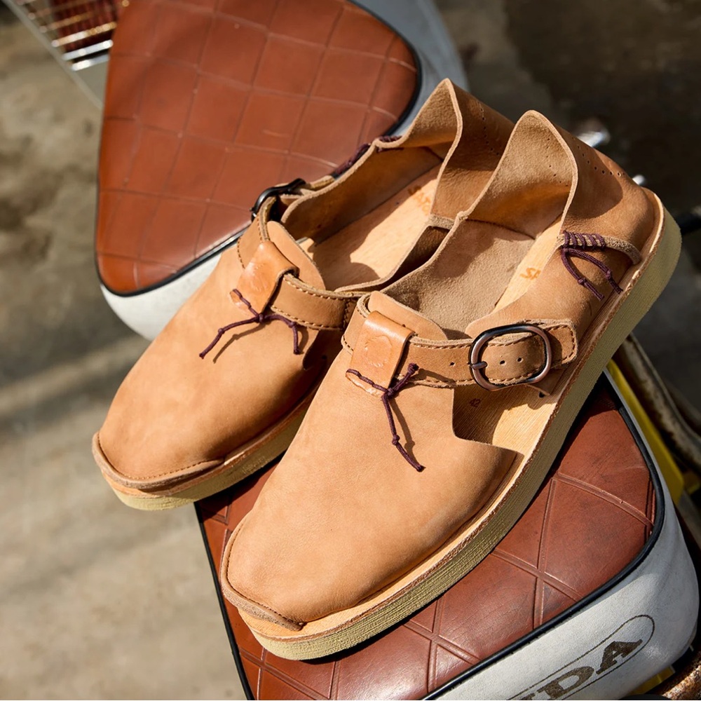 Tan Leather Mules with Classic Rounded Toe